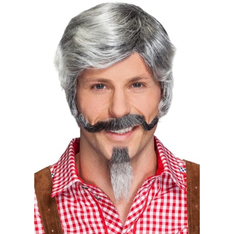 Set of 2 gray mustache and goatee