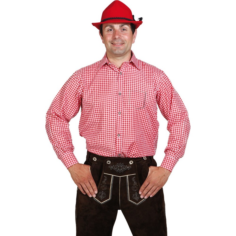 Traditional shirt Lukas red and white checkered 46-48