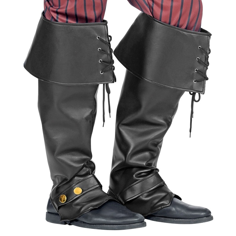 Black pirate boot covers, leather look