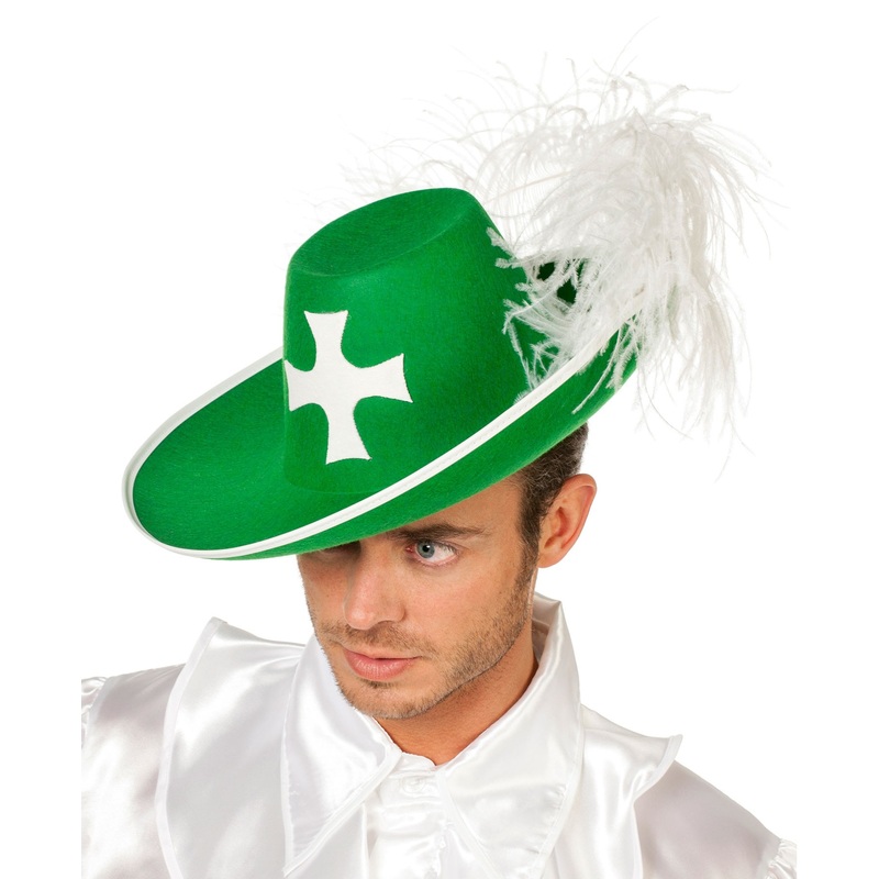 Green musketeer knight hat for men