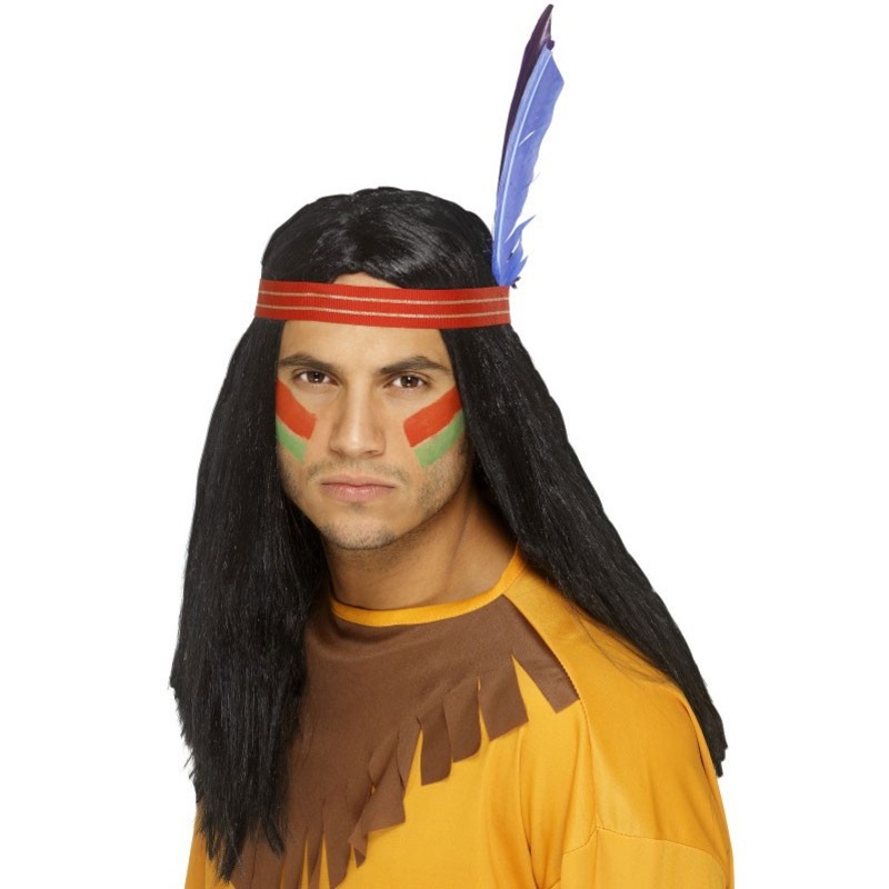 Indian blue feather wig