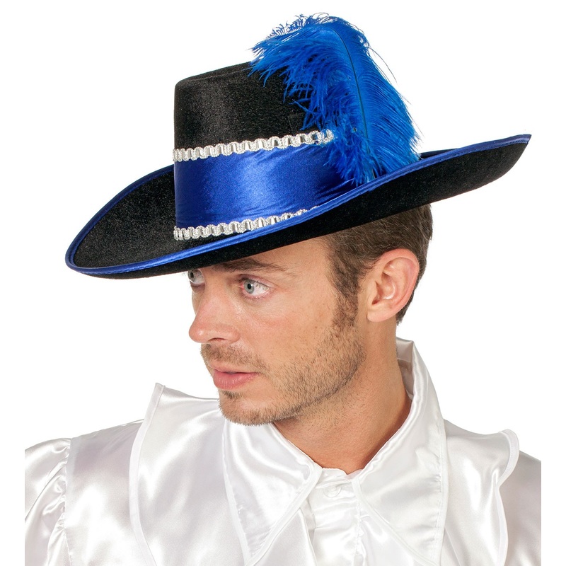 Musketeer hat in black-blue with headdress