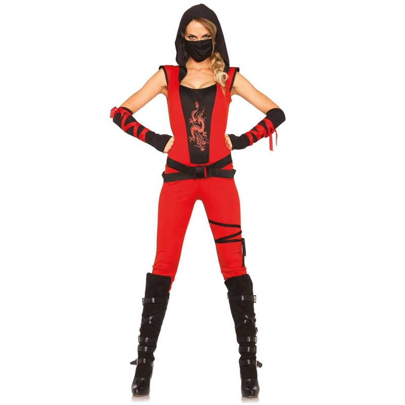 Red ninja assassin ladies costume S