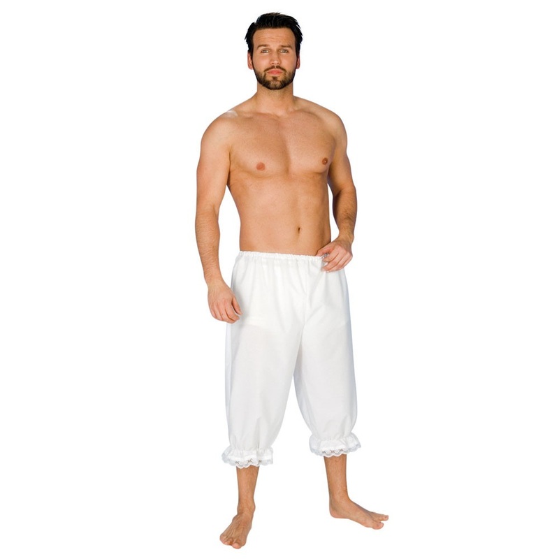 Ruffle pants for men white 46-48