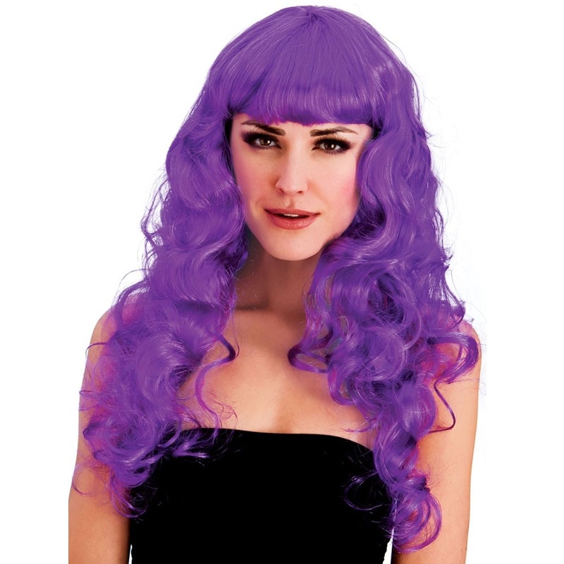 Cassandra Curly Wig With Violet Bangs