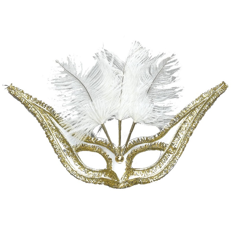 Elegant white-gold gala mask for women