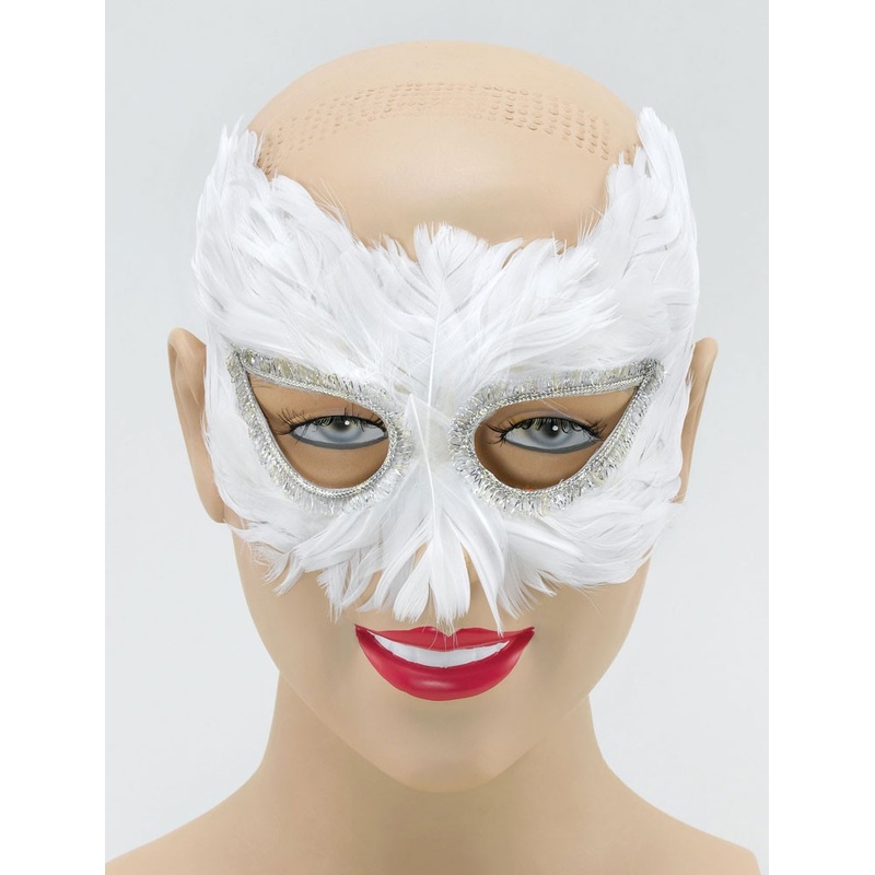 Noble feather eye mask in white