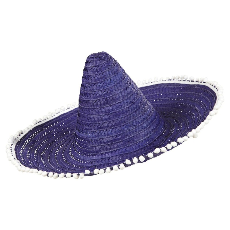 Purple sombrero with pompons 50 cm