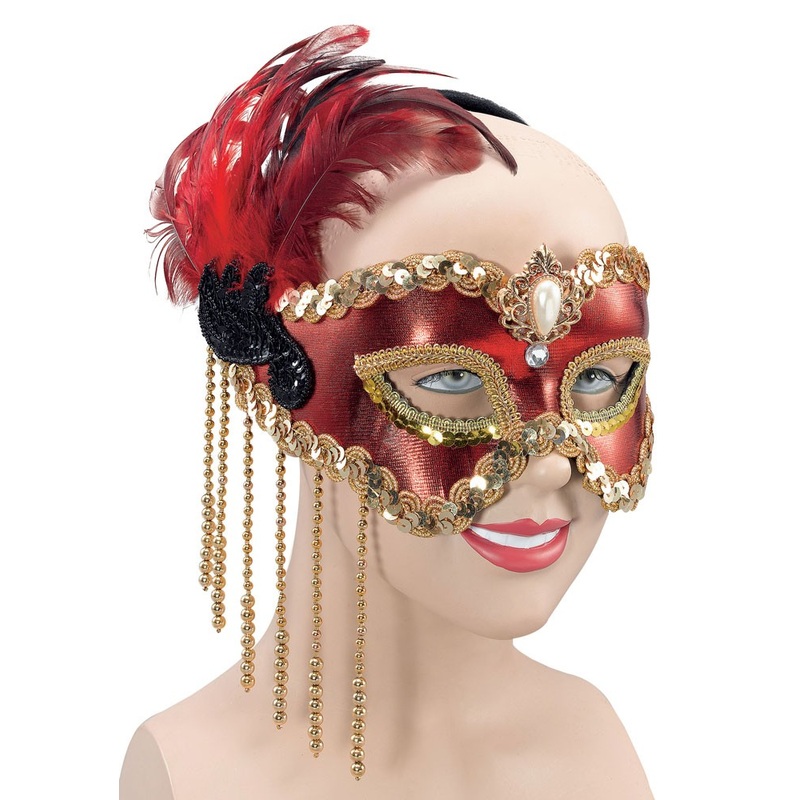 Shimmering red and gold eye mask