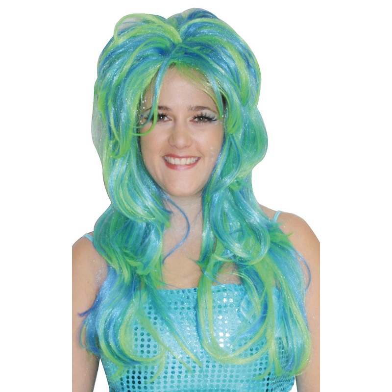 Wild mermaid wig turquoise-green