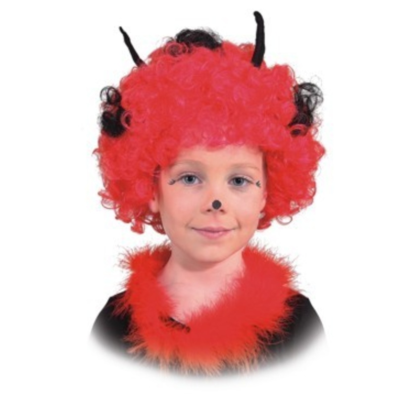 Curly beetle wig red-black