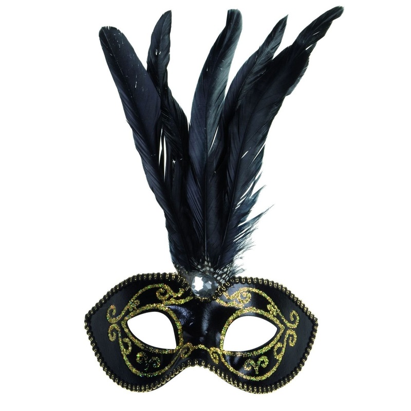 Elegant Venetian feather mask black