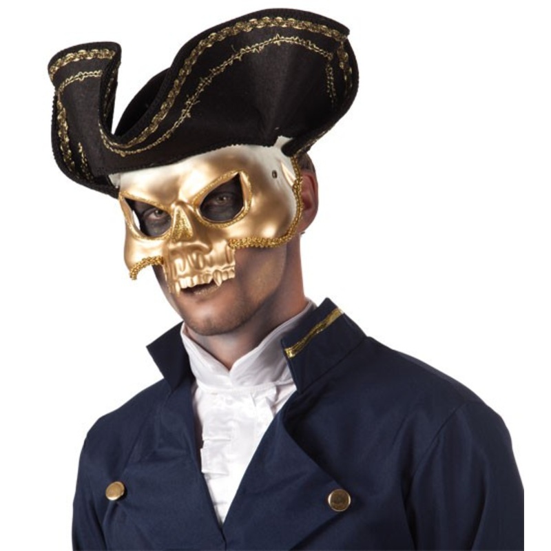 Golden skull pirate mask