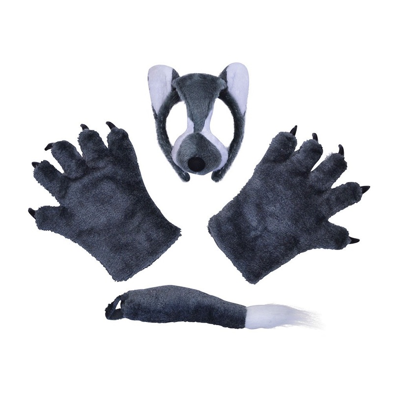Plush wolf costume set 3 pieces