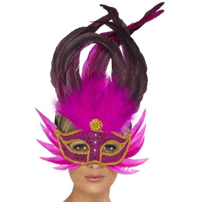 Pompous feather mask pink