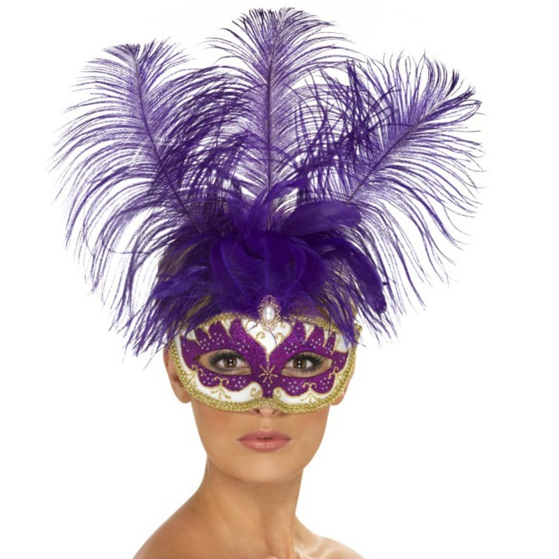 Purple feather eye mask