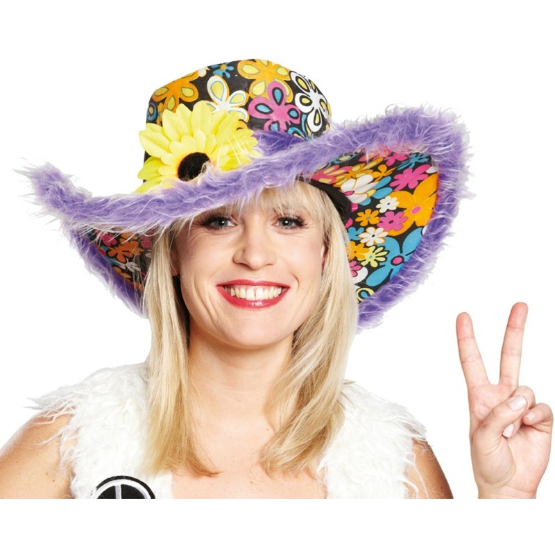 Colorful Flower Power ladies hat