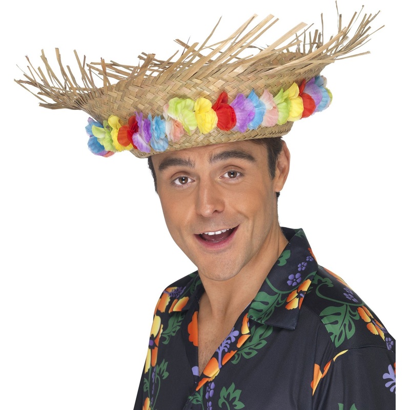 Colorful flowers straw hat