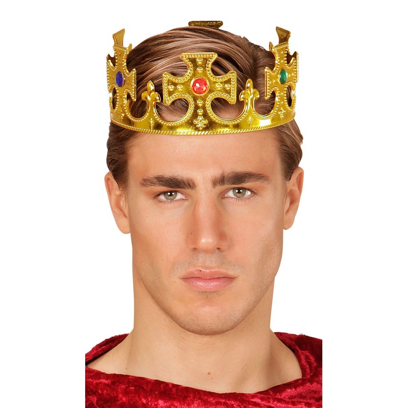 Golden crown with multicolored stones