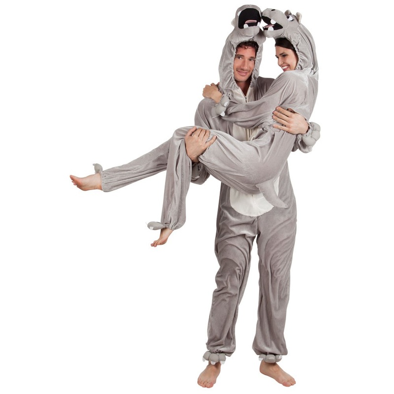 Gray hippopotamus unisex overall