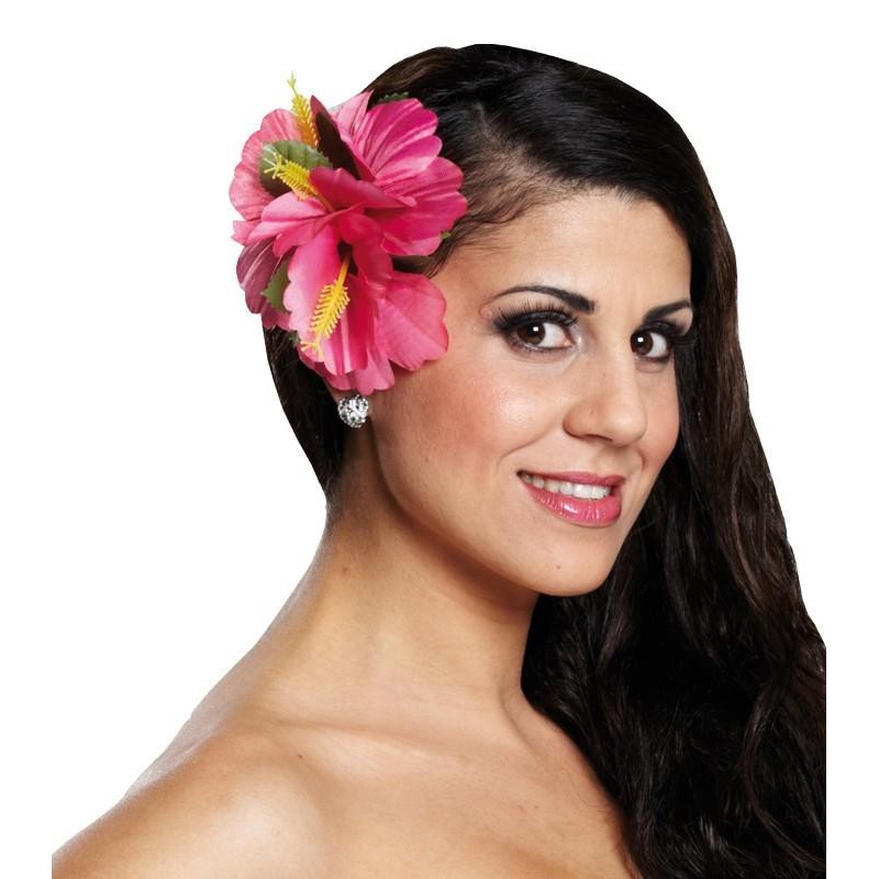 Pink Hawaiian flower hair clip