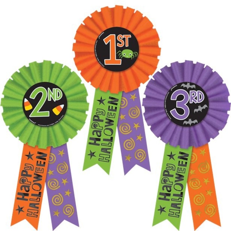 3 Halloween winner honor rosettes