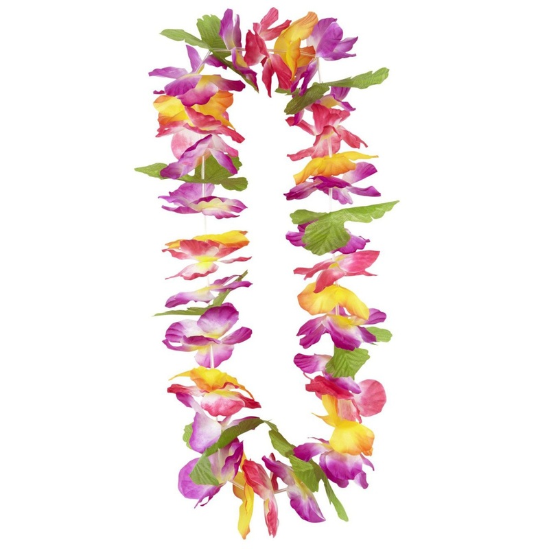 Colorful Hawaii flowers necklace