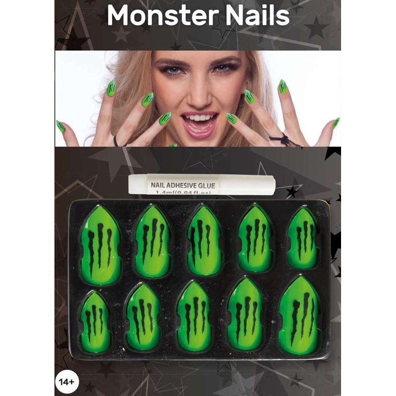 Green monster fingernails set of 10