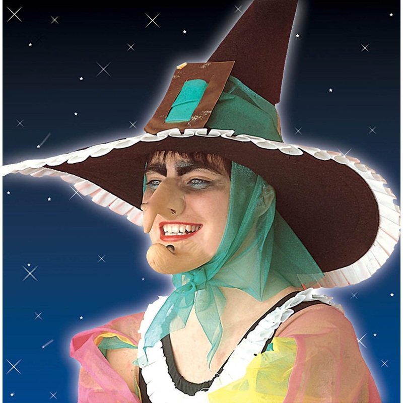 Halloween accessory set witch nose & chin latex