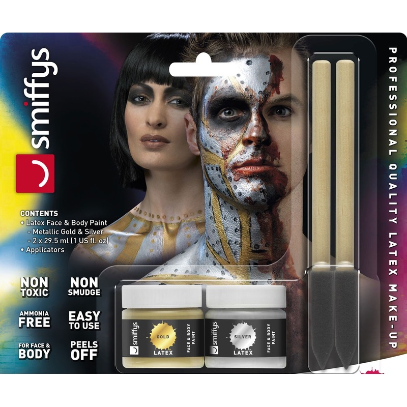 Liquid metallic latex make-up