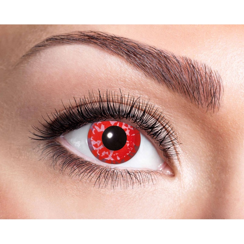 Red camouflage pattern annual contact lenses
