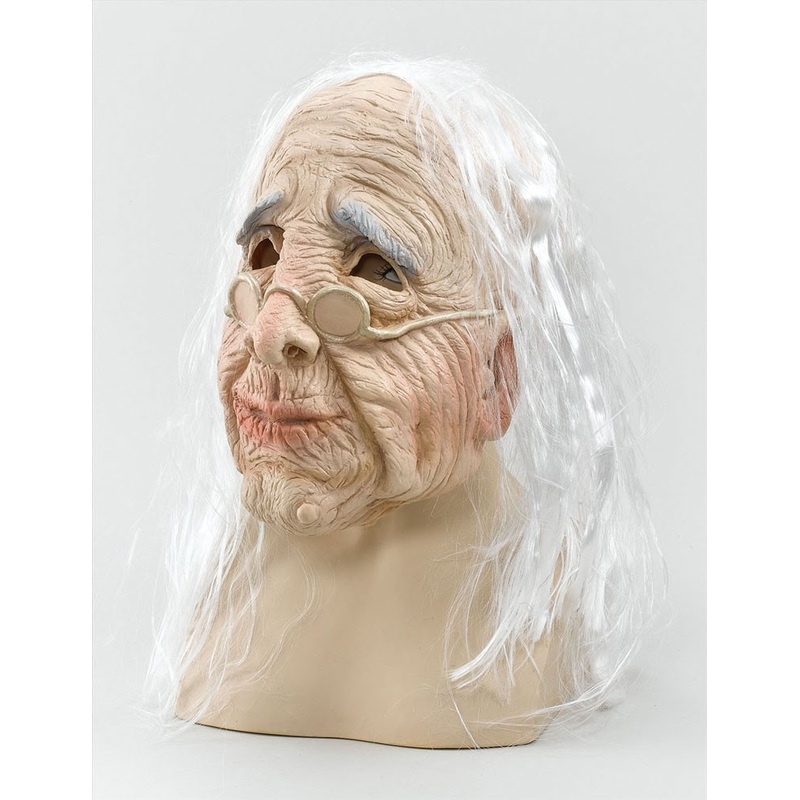 Scary granny mask with hair