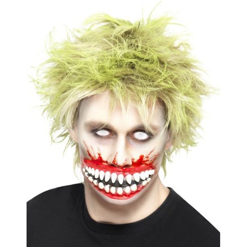 Scary latex horror mouth with row of teeth