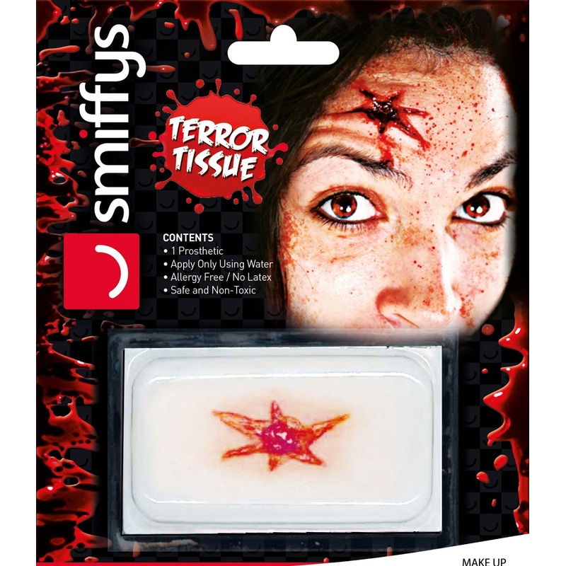 Stick-on gunshot wound adhesive tattoo