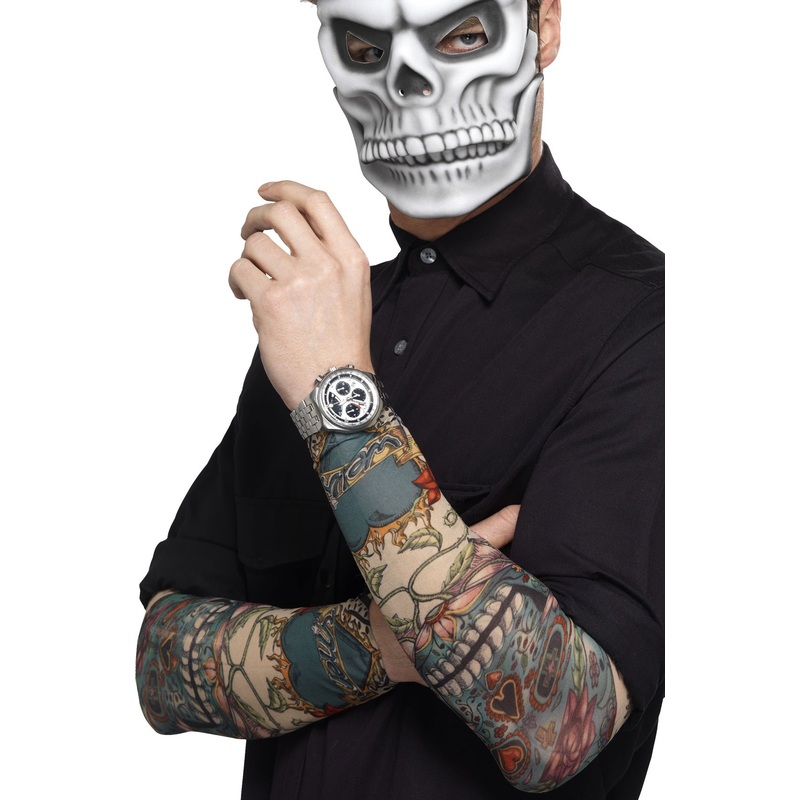 Stylish tattoo sleeve day of the dead