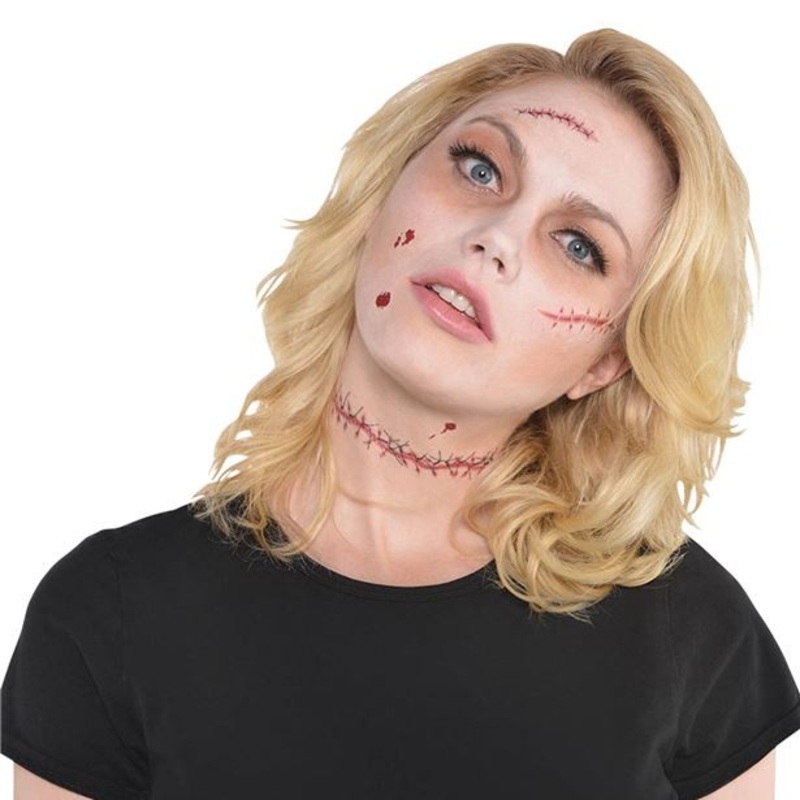 Halloween tattoos sewn wounds