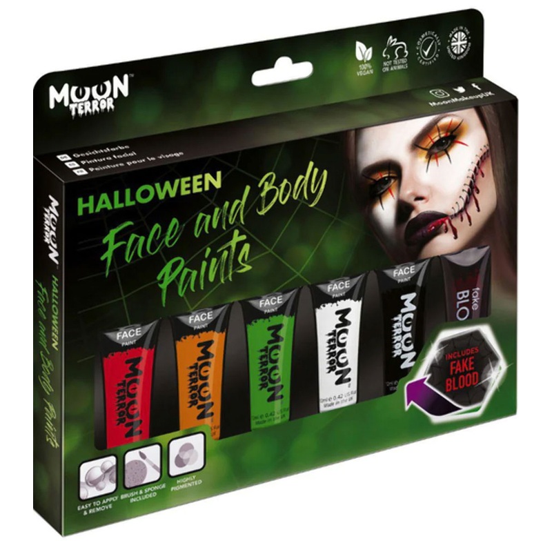 Moon Terror make-up set with fake blood 6 pieces
