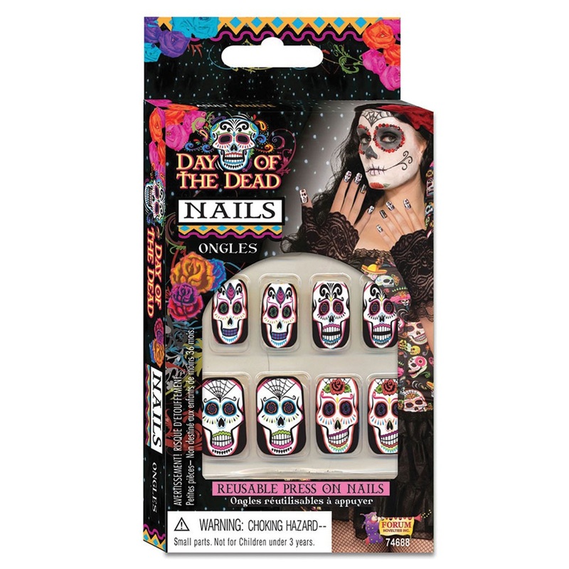 Sugarskull fingernails Day of the Dead