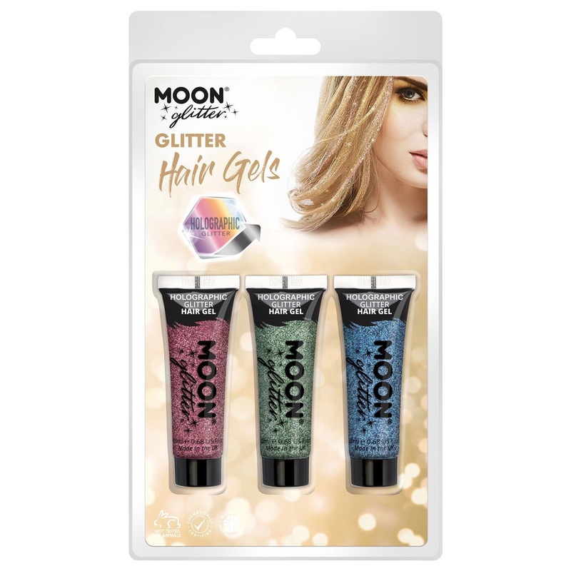 Moon hair gel set glitter holographic