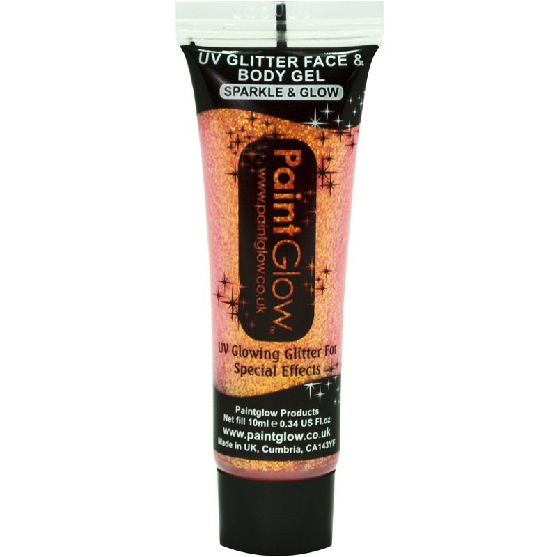 Orange UV light glitter body gel 10ml