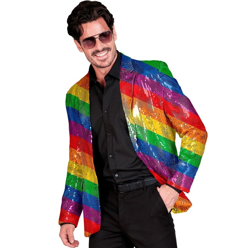 Rainbow sequin jacket for men S