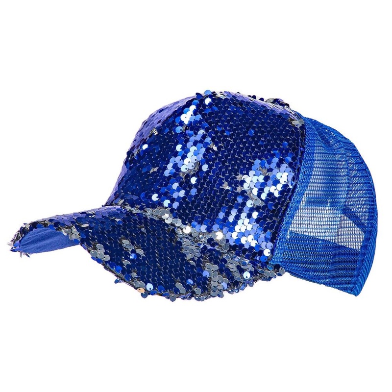 Baseball cap with sequins in blue