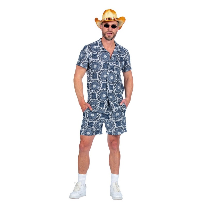 Festival Duo Set Shirt & Shorts for Men Dark Blue S
