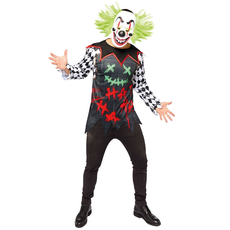 Laughing horror clown men's costume M-L