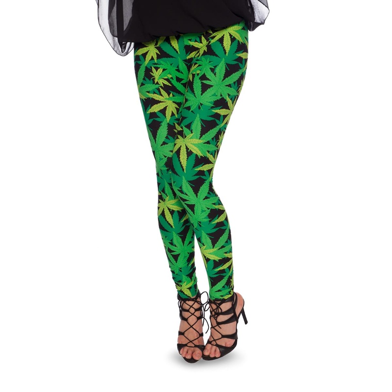 Leggings with Weed Print Gr. 36 - 38