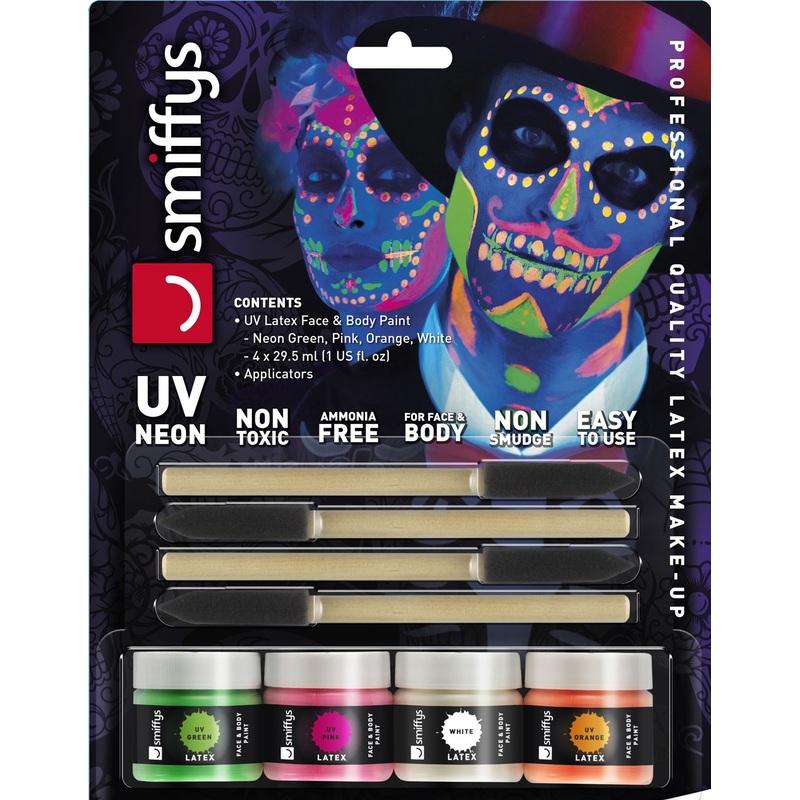 Liquid neon latex make-up