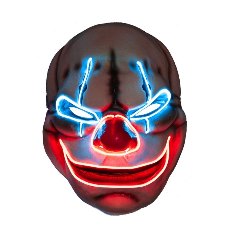 Nasty horror clown mask with EL wire