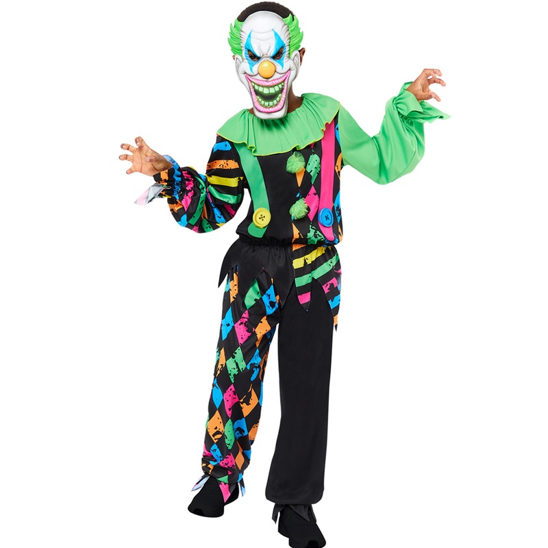 Neon horror clown boy costume