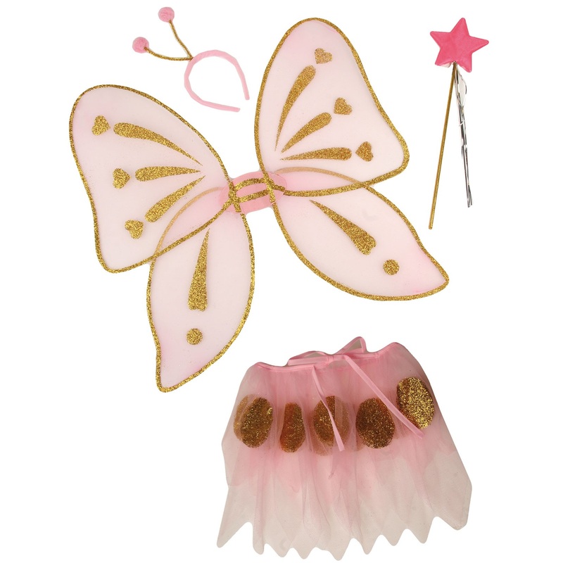 Pink-gold butterfly set for girls