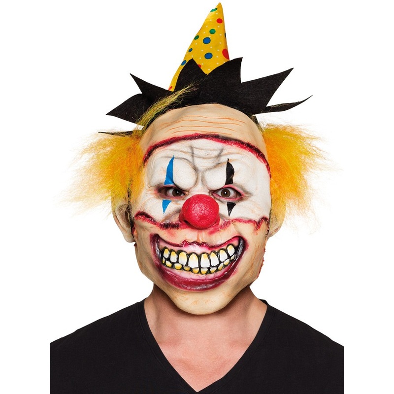 Unisex horror clown mask with hair & hat